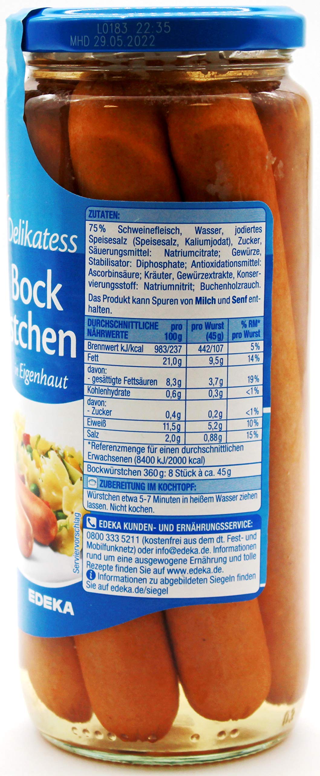 Gut & Günstig Delikatess Bock Würstchen, 12er Pack (12 x 360g)