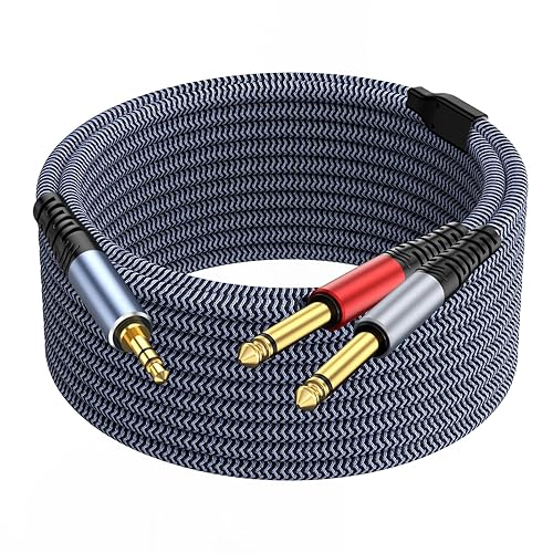 Miniatura 1 de Cable de inserción de 3 pies, 14 estéreo a doble 14 mono cable, cable estéreo de 14 Y, cable divisor estéreo a mono 14 compatible con