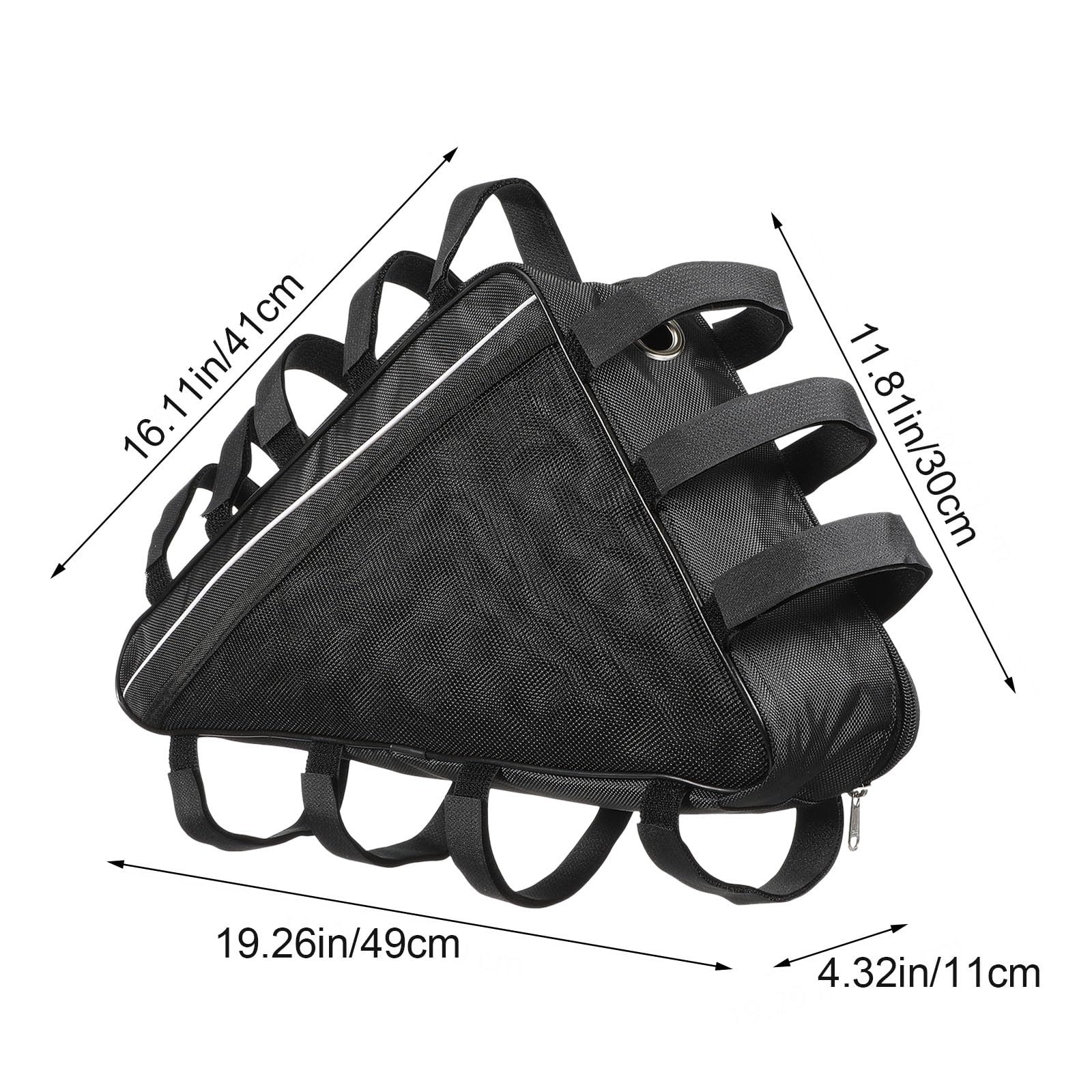 DOITOOL Borsa Triangolare Impermeabile da Telaio per Bicicletta, Ideale per Cellulare, Contanti, Attrezzi, Chiavi, Mini Pompa, Sport All'aria Aperta, 49x41x11 Cm, Tessuto Oxford, Nera.