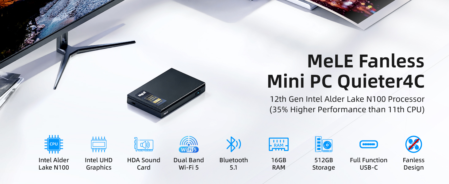 Amazon.com: MeLE Mini PC with Windows11 Pro,Fanless Micro Desktop