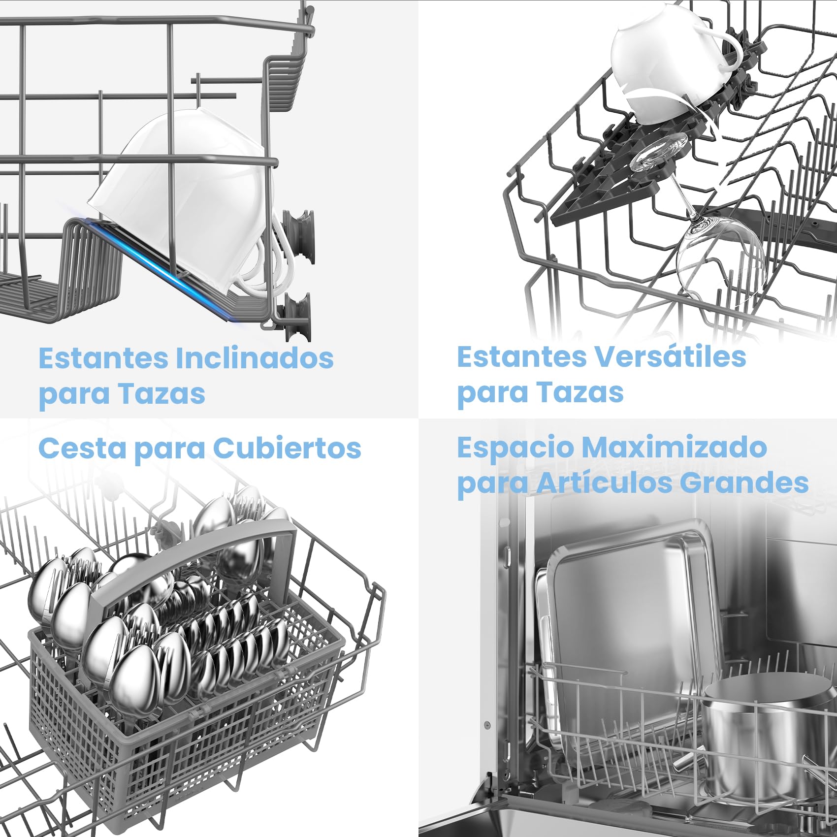 COMFEE' CDWPF1201PW-WE-EU Lavavajillas de Libre Instalación, 60cm, con 12 Cubiertos, 8 Programas, 70 ℃ Lavado Higiénico, Lavado Rápido, Control por botón, WiFi y IOT Función, Cloud Wash, Blanco — view 7