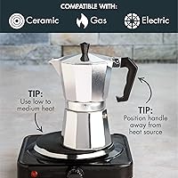 Vista 5 de Primula Cafetera Clásica de Estufa para Espresso y Café, Olla Moka para Preparación de Café Italiano y Cubano, Cafetera Greca, Cafeteras, 6 Tazas