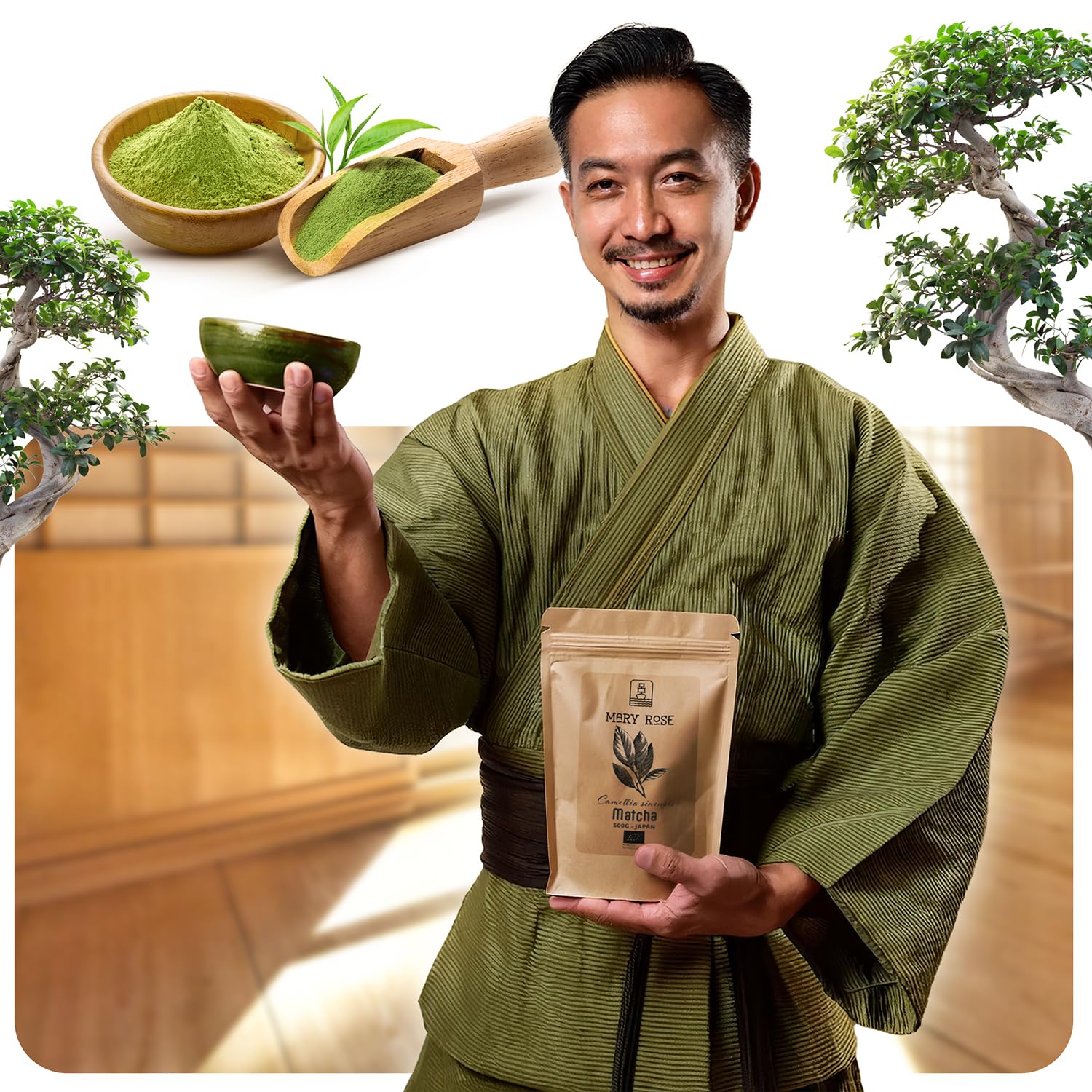 Mary Rose Matcha BIO 500g | Tè verde dal Giappone in polvere | Tè senza additivi | Matcha tradizionale | Fonte di teina | Stimolazione naturale
