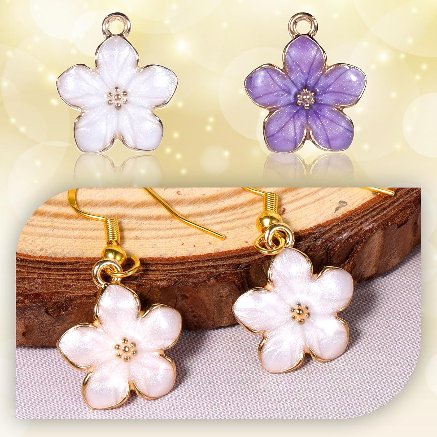 25PCS Flower Charms, 5 Colors Flower Pendant, Enamel Charms for Jewelry Making, Colorful Alloy Pendants for Necklaces, Bracelets, Anklets, Earrings and DIY Crafts (Pink, Purple, Blue, White, Black) - Image 4