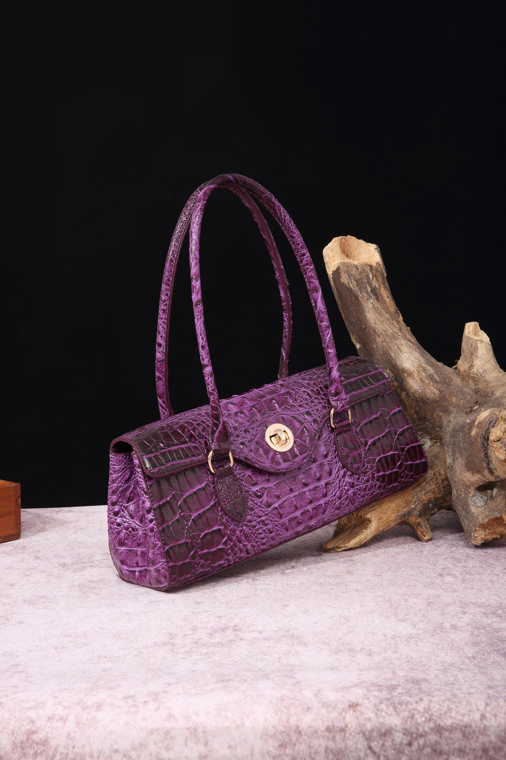 Makcr Joacbv Bolso de mano de piel con patrón de cocodrilo para mujer, bolso de mano de gran valor para mujer