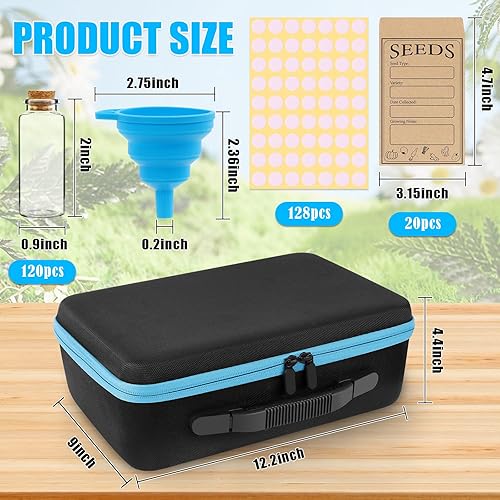 Miniatura 2 de Organizador de almacenamiento de semillas de 120 ranuras con 20 sobres de semillas, organizador de caja de almacenamiento de semillas con doble