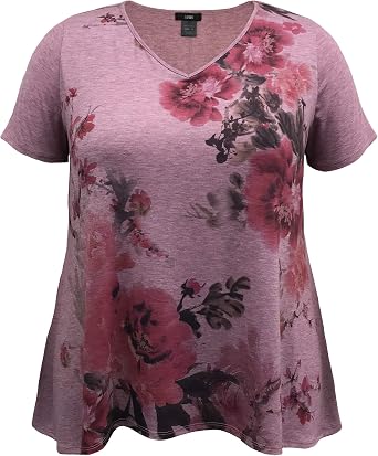 LEEBE Women and Plus Size Short Sleeve High-Low Hem Tunic Print Top Small-5X