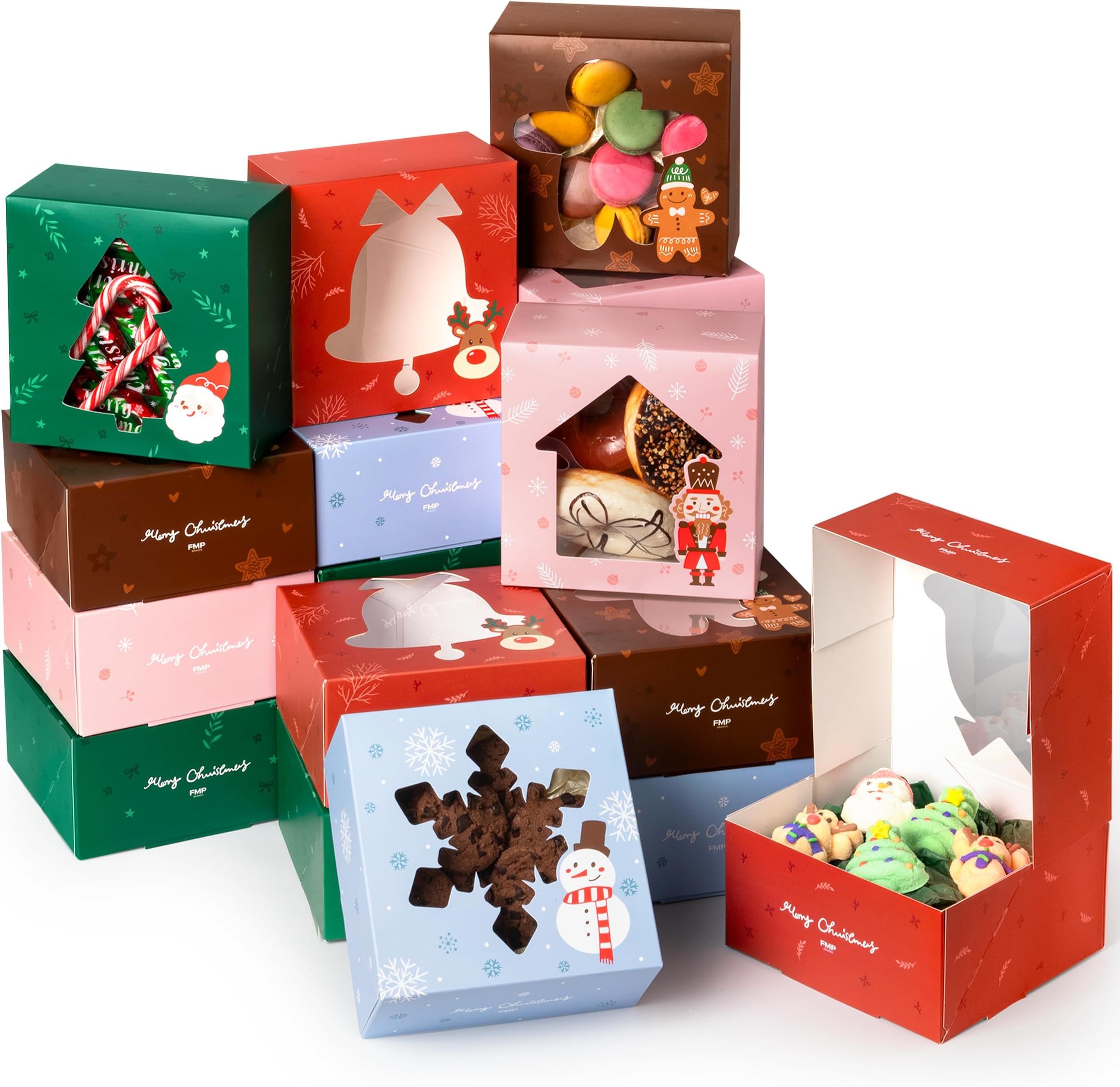 Bssay 20 Pcs White Cookie Boxes - 8x5x3 Inch Bakery Gift Boxes With Window, For Cookies & Pastries