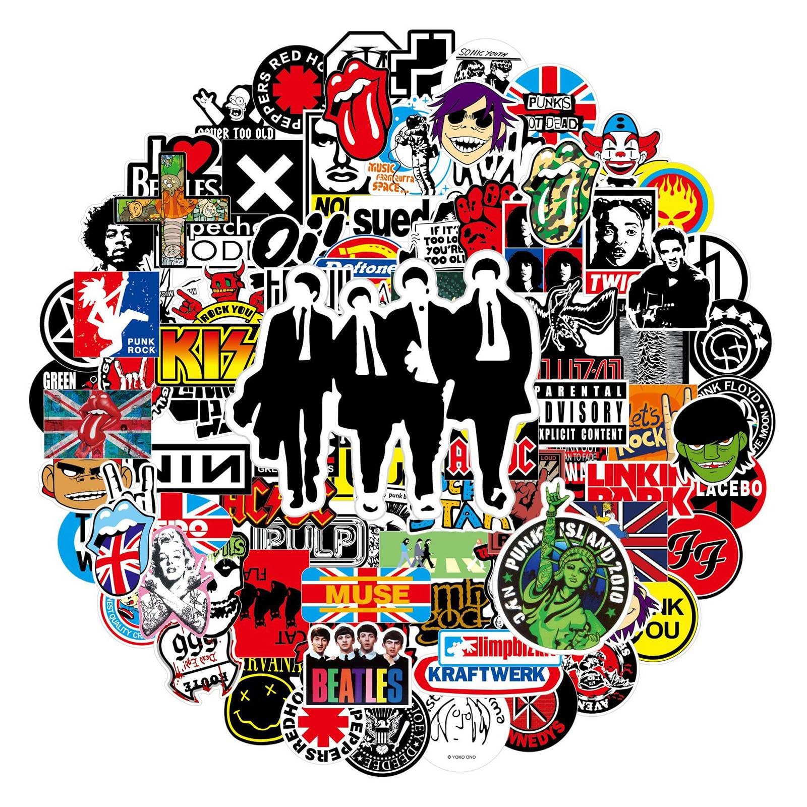 Dreamil Rock Band Punk Sticker 100 pezzi Un classico Rocker Sticker Pack Impermeabile Vinile Cool Metal Music Sticker per Laptop Scrapbook Moto Valigia Skateboard Tee