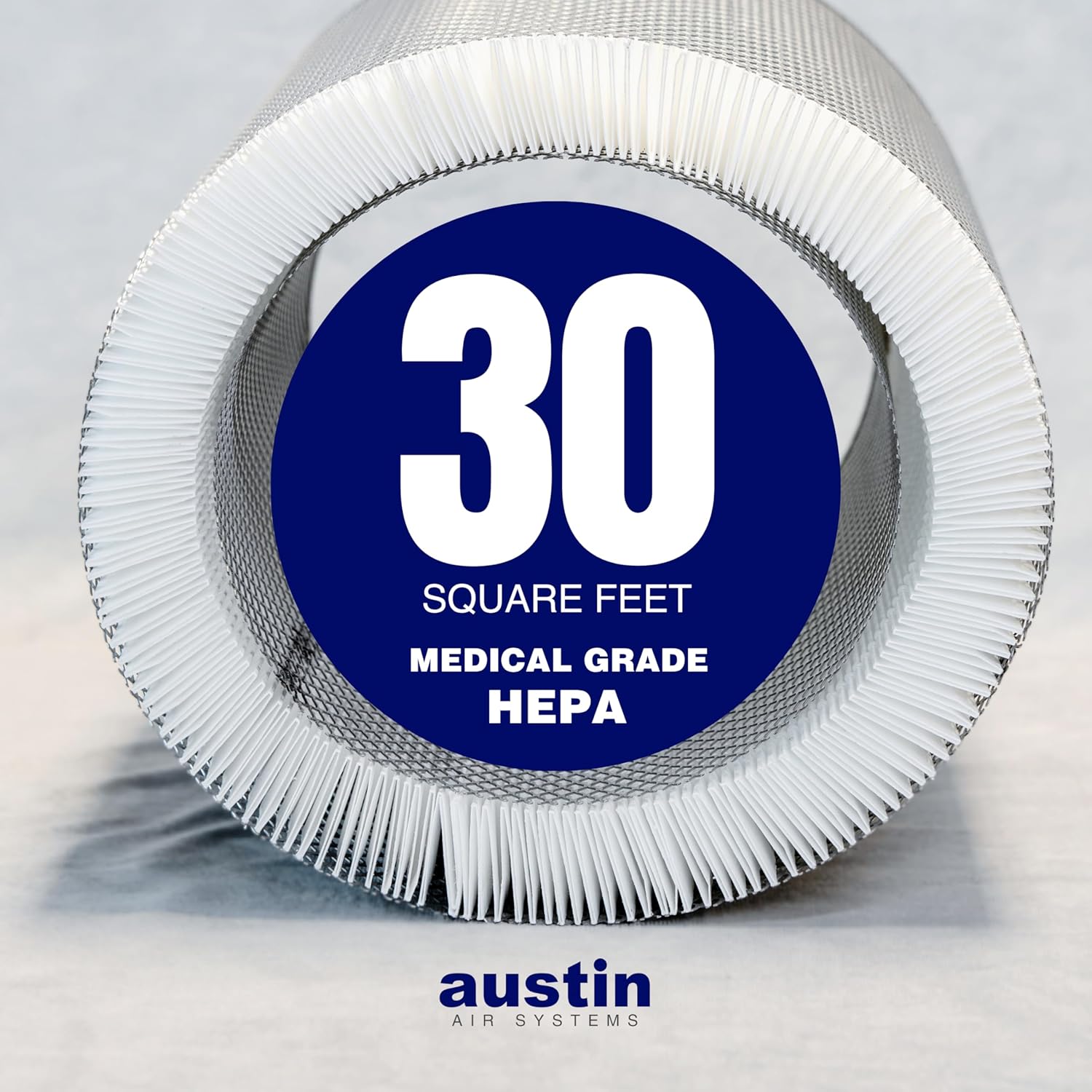 Close-up of 30 square feet of Medical Grade HEPA filter material