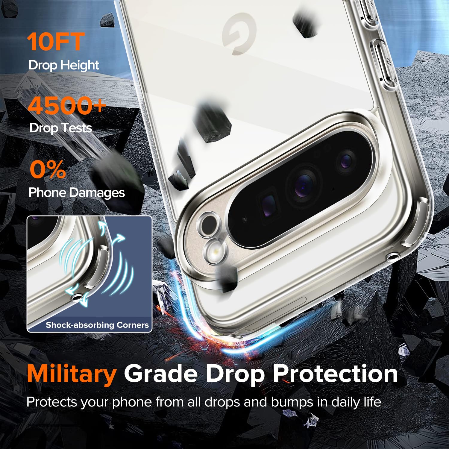 Ivoler Anti-Jaunissement HD Clair Coque Pour Google Pixel 9 Pro Xl Protection Militaire Mince Transparent Tui 800434