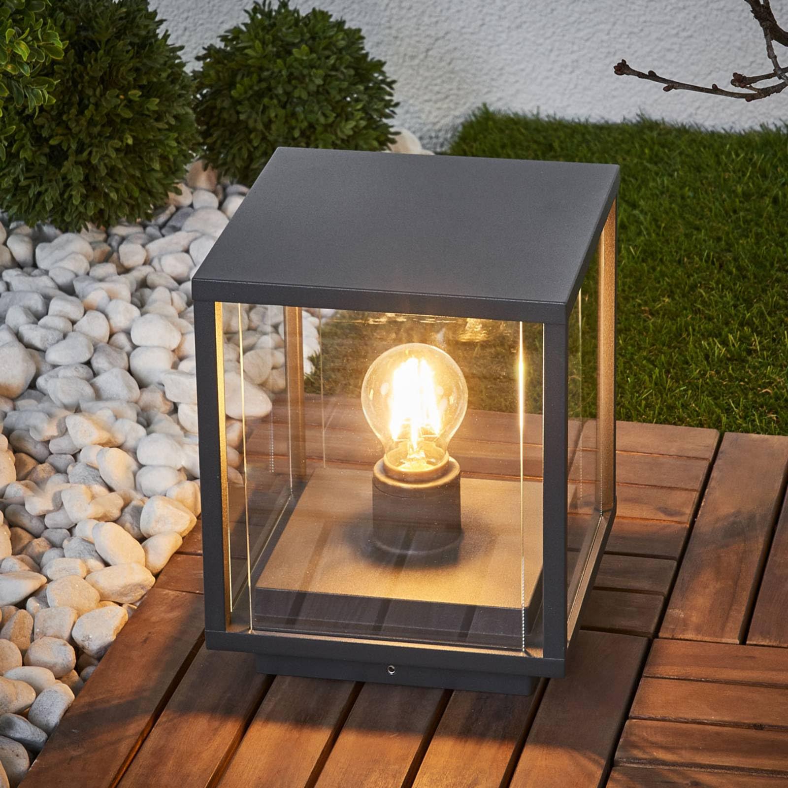 Lucande Lámpara para exterior Annalea (Moderno) en Negro hecho de Aluminio (1 llama, E27) iluminación senderos baliza farola