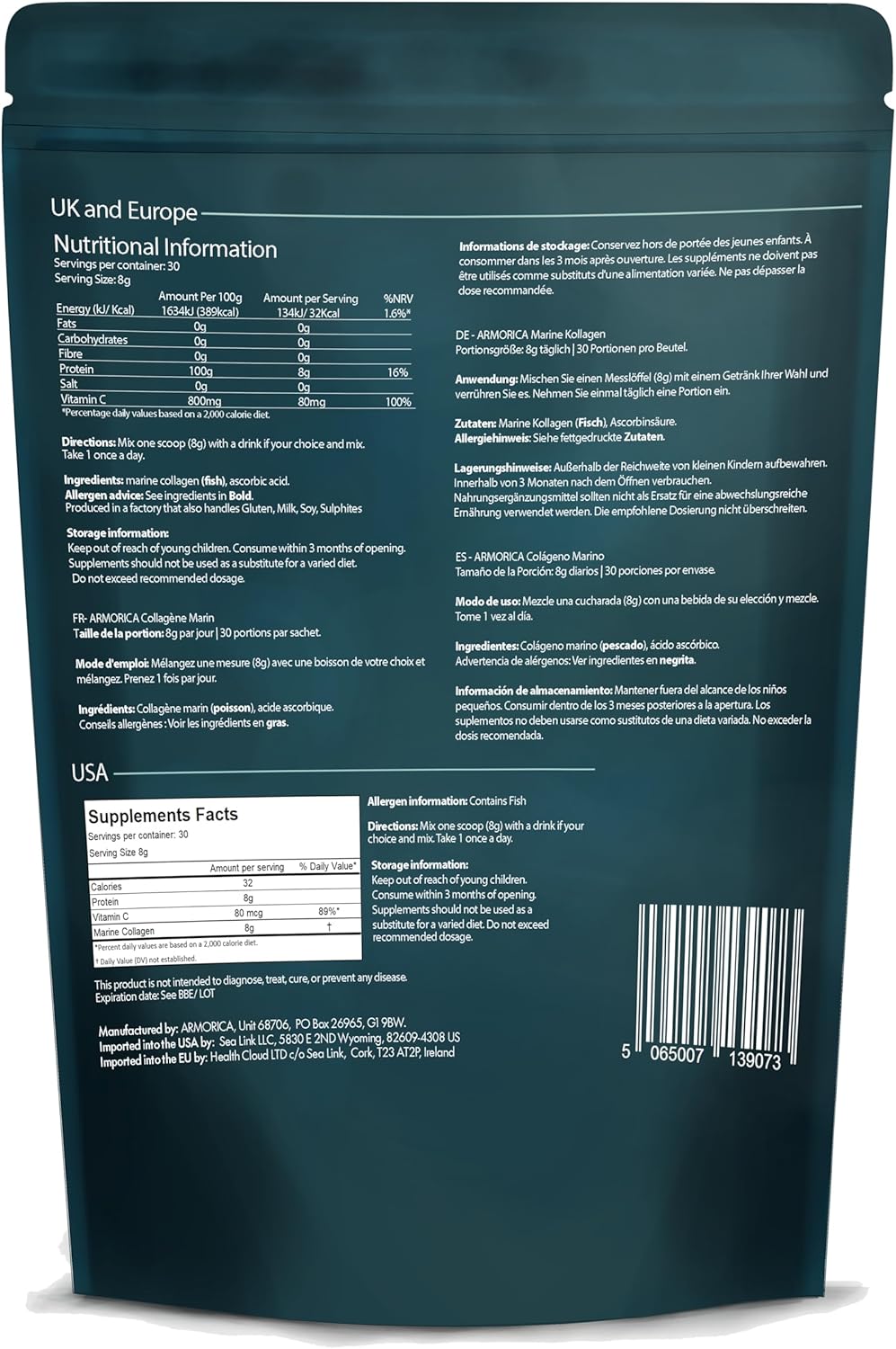 Marine Collagen Powder with Vitamin C – Hydrolyzed for Optimal Absorption | Unflavored & Easily Dissolves | Non-GMO & Microplastic Tested | Skin, Hair & Joint Support | 240g (30 Servings) - Image 2