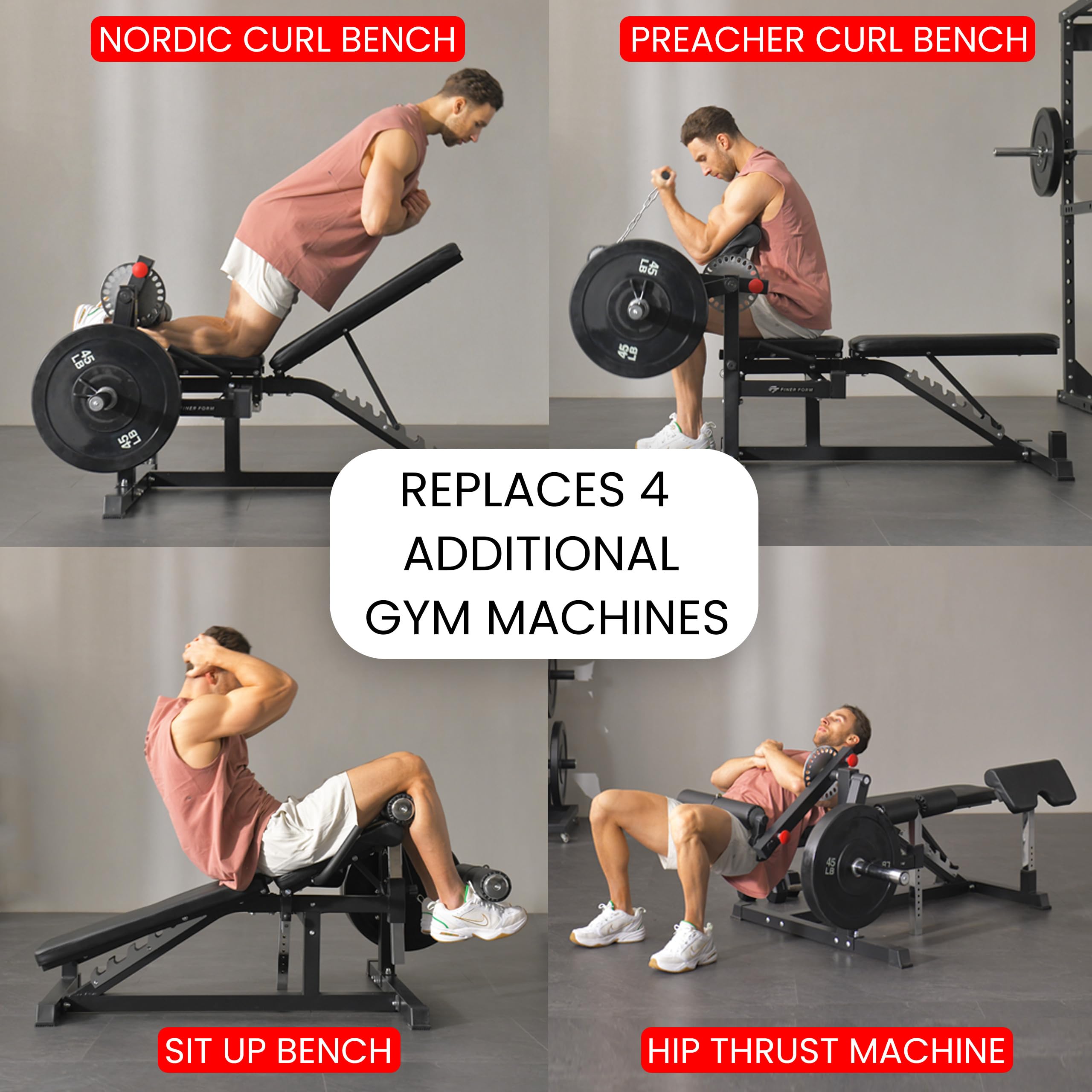 GLX Adjustable Weight Bench with Leg Extension and Curl Machine | 1,200 lb Bench Capacity, 330-Lb Leg Extension Capacity, FID Design, Preacher Pad, Full-Body Training, Workout Chart Included