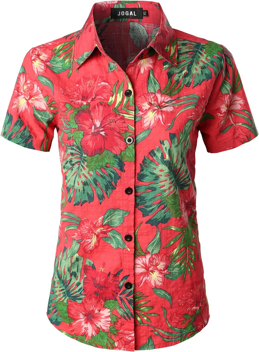 JOGAL Women's Floral Blouse Casual Button Down Short Sleeve Aloha Hawaiian Shirt - Image 5