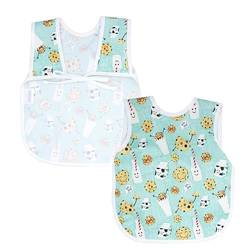 BapronBaby Galletas y leche Bapron – Babero más seguro sin lazo para el cuello para bebés y niños pequeños – Suave impermeable resistente a las