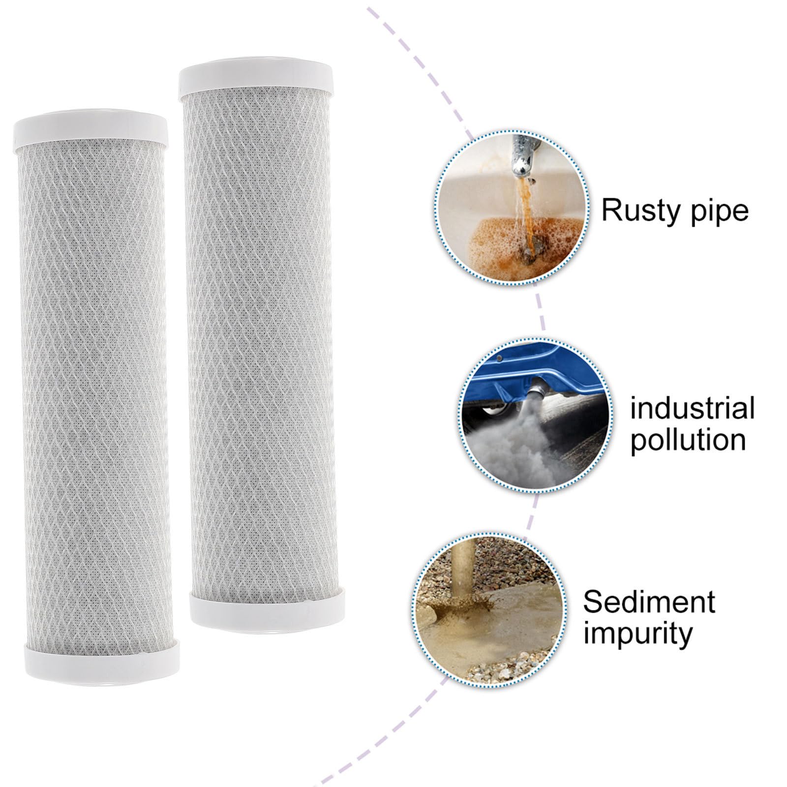 Set da 2 Filtri Purificatori Acqua Compressi in Cotone Pp da 10 Pollici Filtro Depuratore Acqua per Uso Domestico Filtro Sostitutivo Sicura e Pulita
