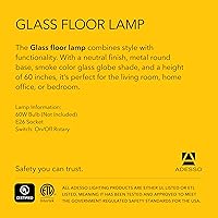 Vista 7 de Adesso Globe Smoked Glass Floor Lamp with Antique Brass Finish – 60” Tall, Compact 10.5” Wide Base