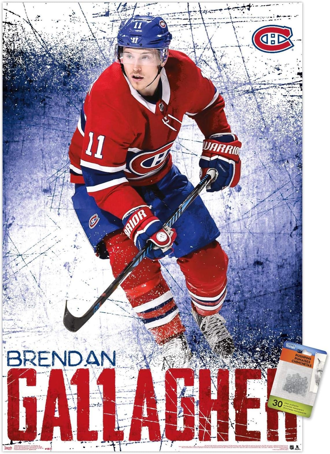 NHL Montreal Canadiens - Brendan Gallagher 18 Wall Poster with Push Pins