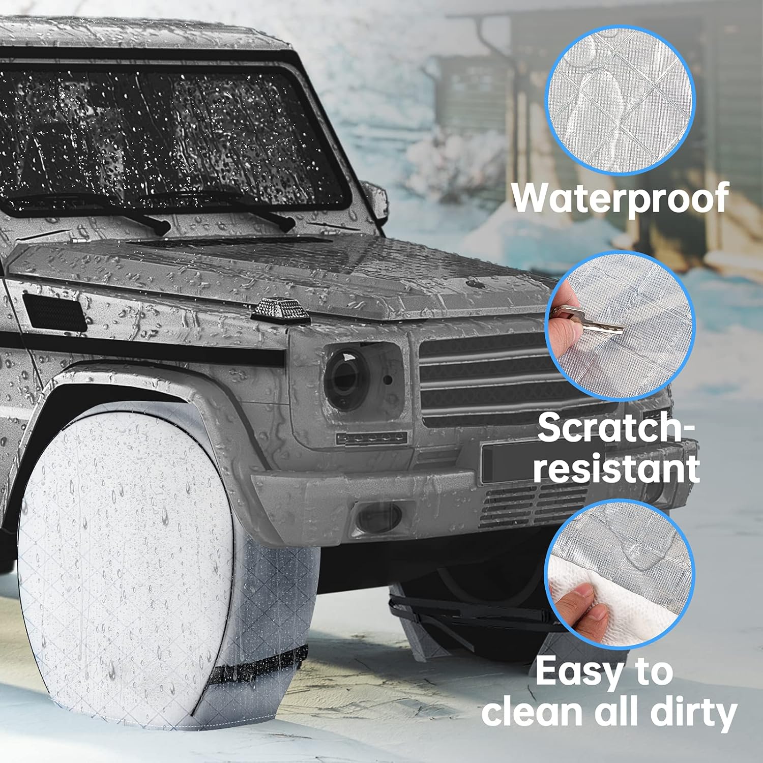 NORTHING Tire Covers, RV Wheel Covers, Sunproof Aluminum Film RV Tire Covers Tire Protectors for Trailer, Camper, Truck, SUV, Motorhome, Universal Fits Tire Diameters 29" to 31.5"(4 Pack) : Automotive