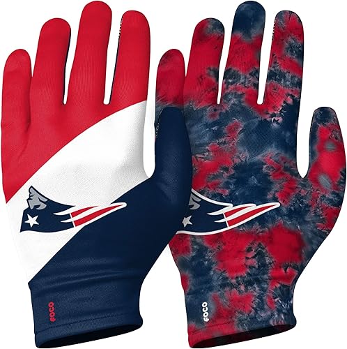 FOCO New England Patriots NFL - Guantes elásticos reutilizables para adultos, paquete de 2 unidades, color del equipo, talla SM