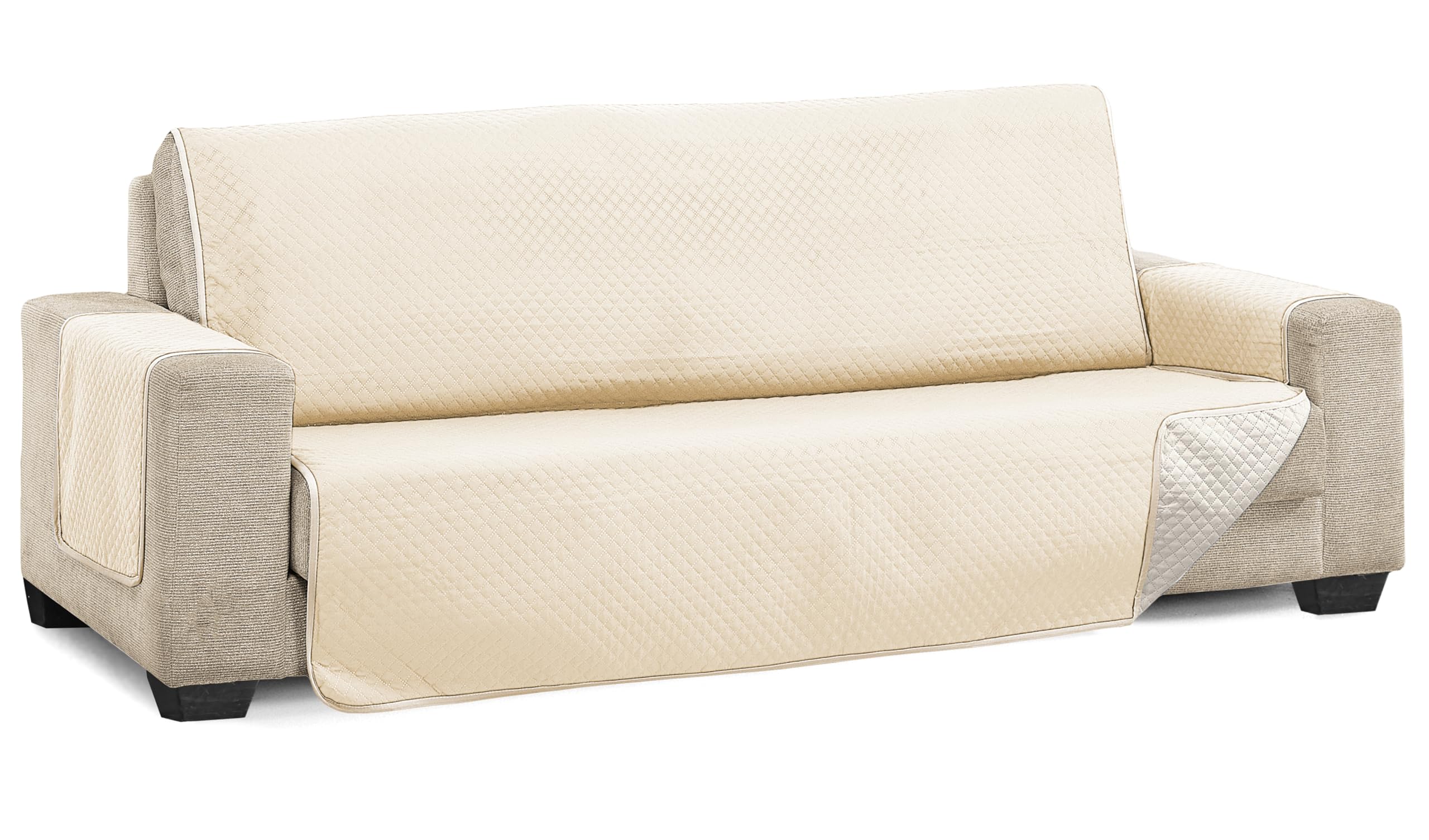 Martina Home Diamond Sofa Cover, Polyester, Beige/Linen, 3 Seater