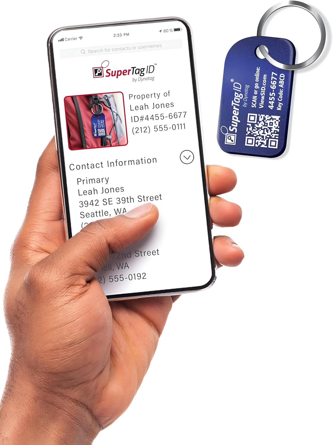 Dynotag® Sentry Series Anodized Aluminum Smart ID Tag for Keychain & Property, with Keyring + DynoIQ™ & Lifetime Service
