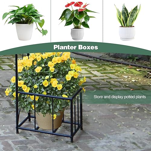 Miniatura 4 de Arco de jardín de metal enrejado para plantas trepadoras arcos de boda al aire libre, negro 67086