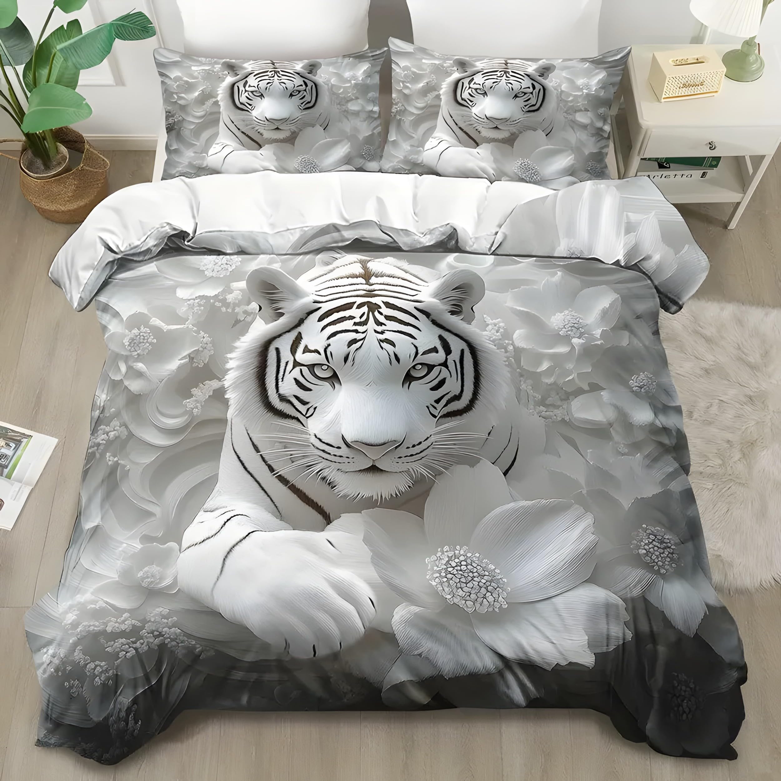 Housses de couettes imprimé tigre de qualité supérieure en microfibre douce 200x200