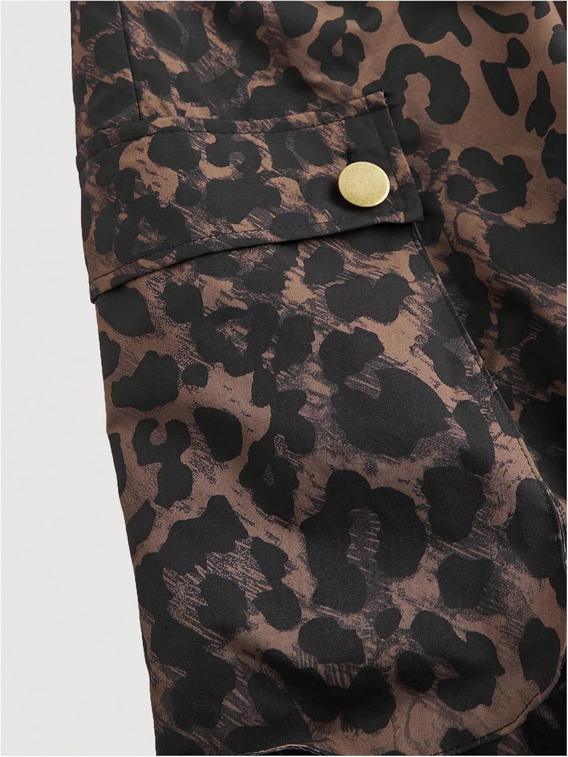 SOLY HUX Women's Plus Size Leopard Cargo Pants Y2k Cheetah Print Drawstring High Waisted Baggy Wide Leg Parachute Pants - Image 4