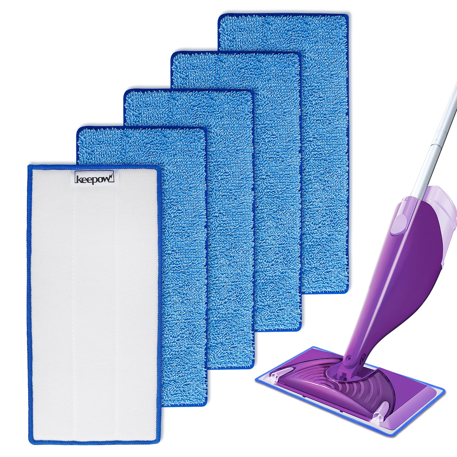 KEEPOW Lingettes Reutilisables Bleu pour Parquet - WetJet Balai Spray (5 PCS)