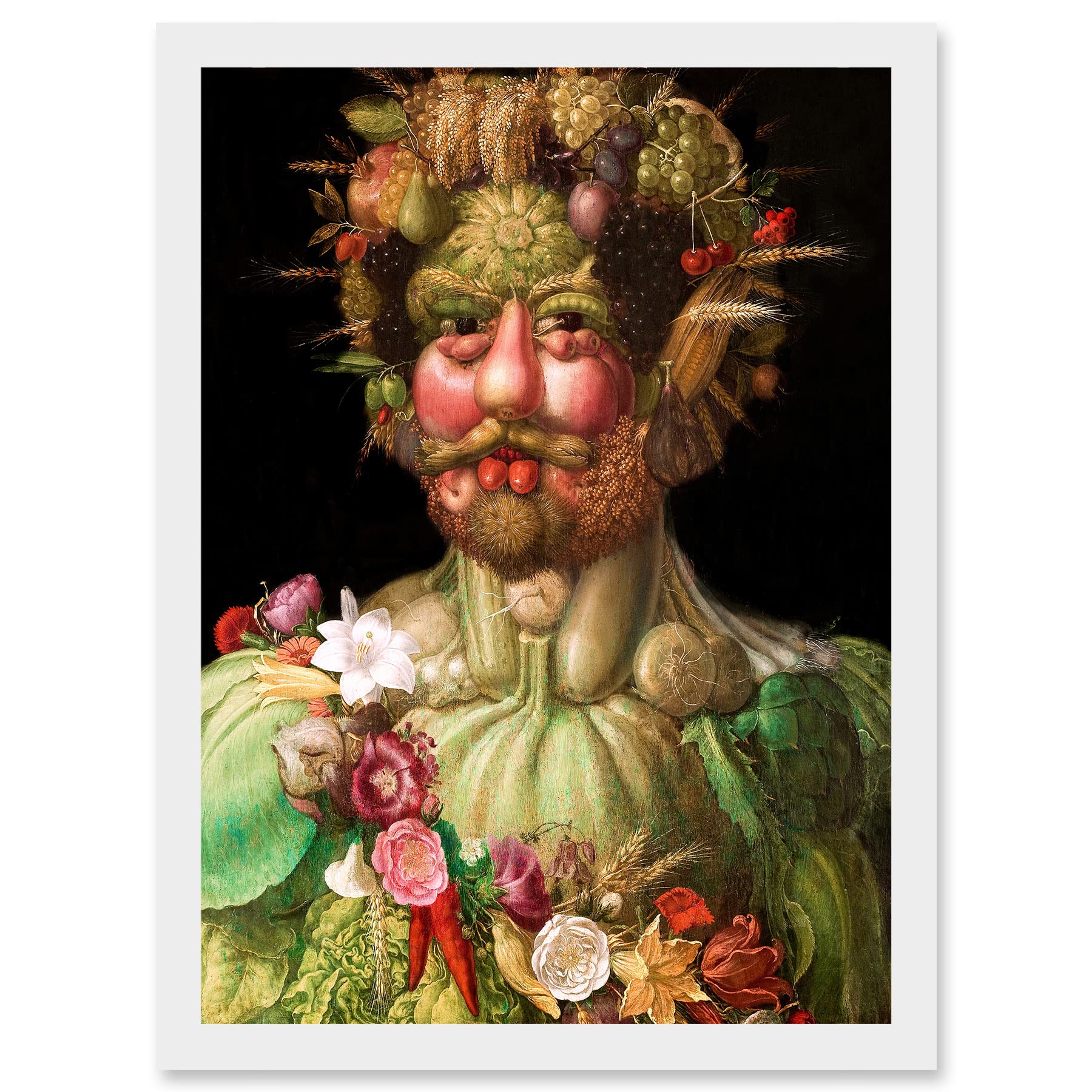 Wee Blue Coo Painting Portrait Arcimboldo Rudolf II Habsburg Vertumnus Vegetables Artwork Framed Wall Art Print A4