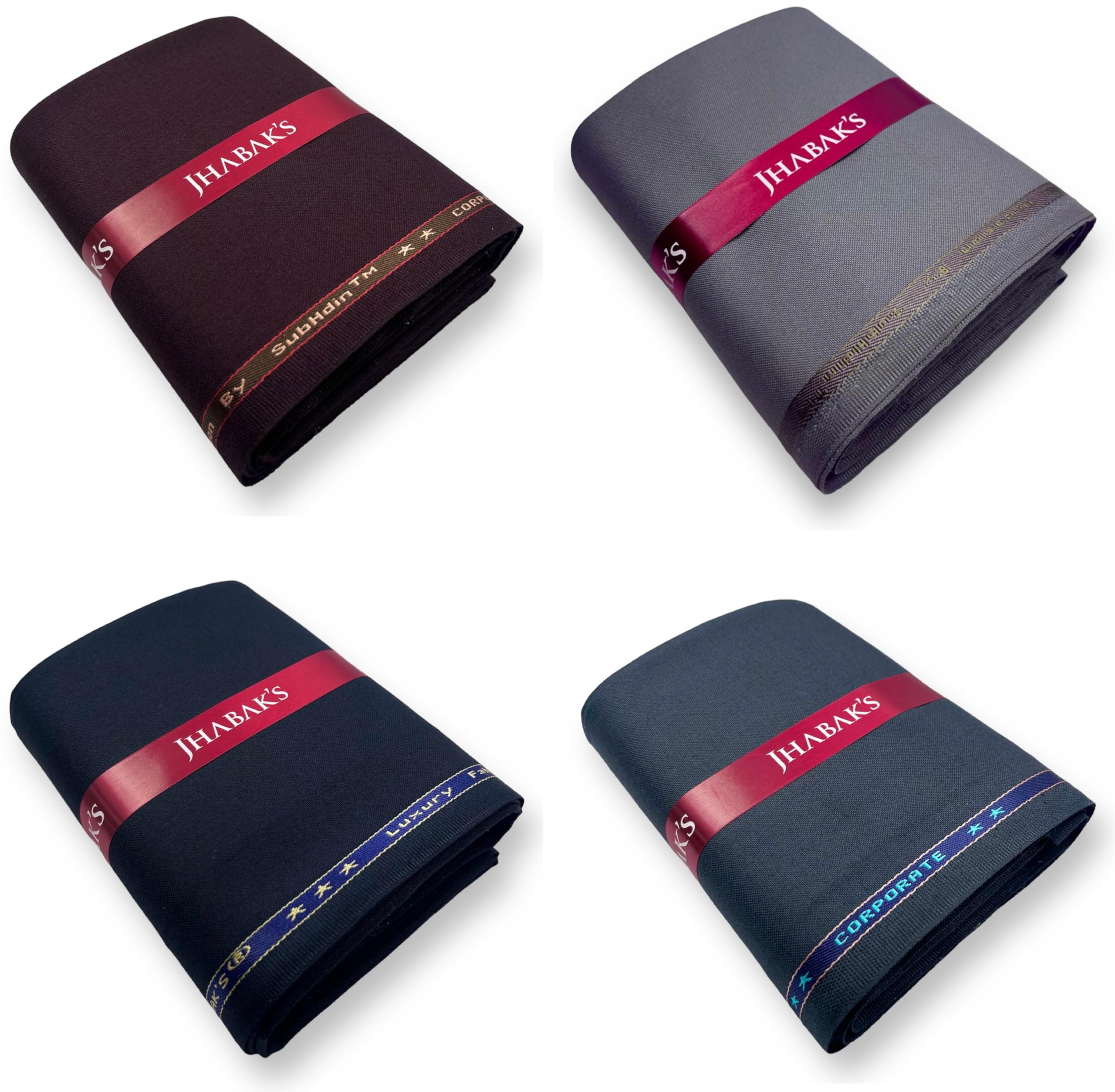 JHABAK'S Unstitched Viscose Rayon Self Design Trouser Fabric - 1.30 Meters (Pack of 4) D-picture-34