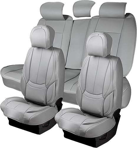 Zone Tech - Juego completo de 5 fundas de asiento de automóvil para automóviles, juego completo de protectores de asiento de automóvil de piel napa