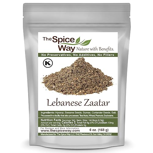 The Spice Way - Zaatar libanés tradicional con hisopo | 6 oz | (sin tomillo que se utiliza como sustituto del hisopo) Condimento recién cultivado.
