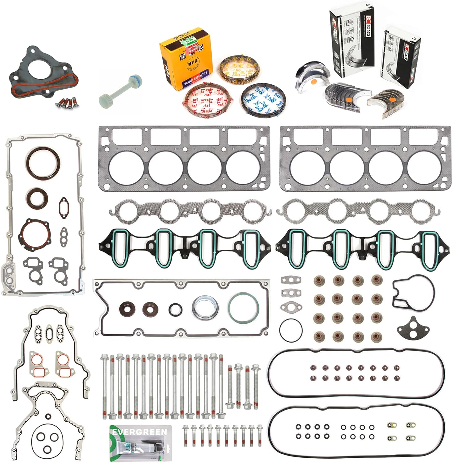 Evergreen SA-5494167720-3 Engine Re-Ring Kit Fit 99-01 Buick Cadillac Chevrolet GMC 4.8 5.3 V8 OHV