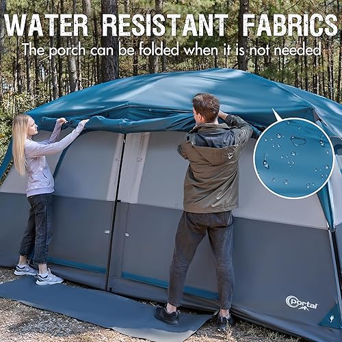 Miniatura 6 de PORTAL 6 8 10 Person Family Camping Tent with Porch, Big Family Camping Tent with Tall Height, Good Ventilation, Water Resitant Large Tent for