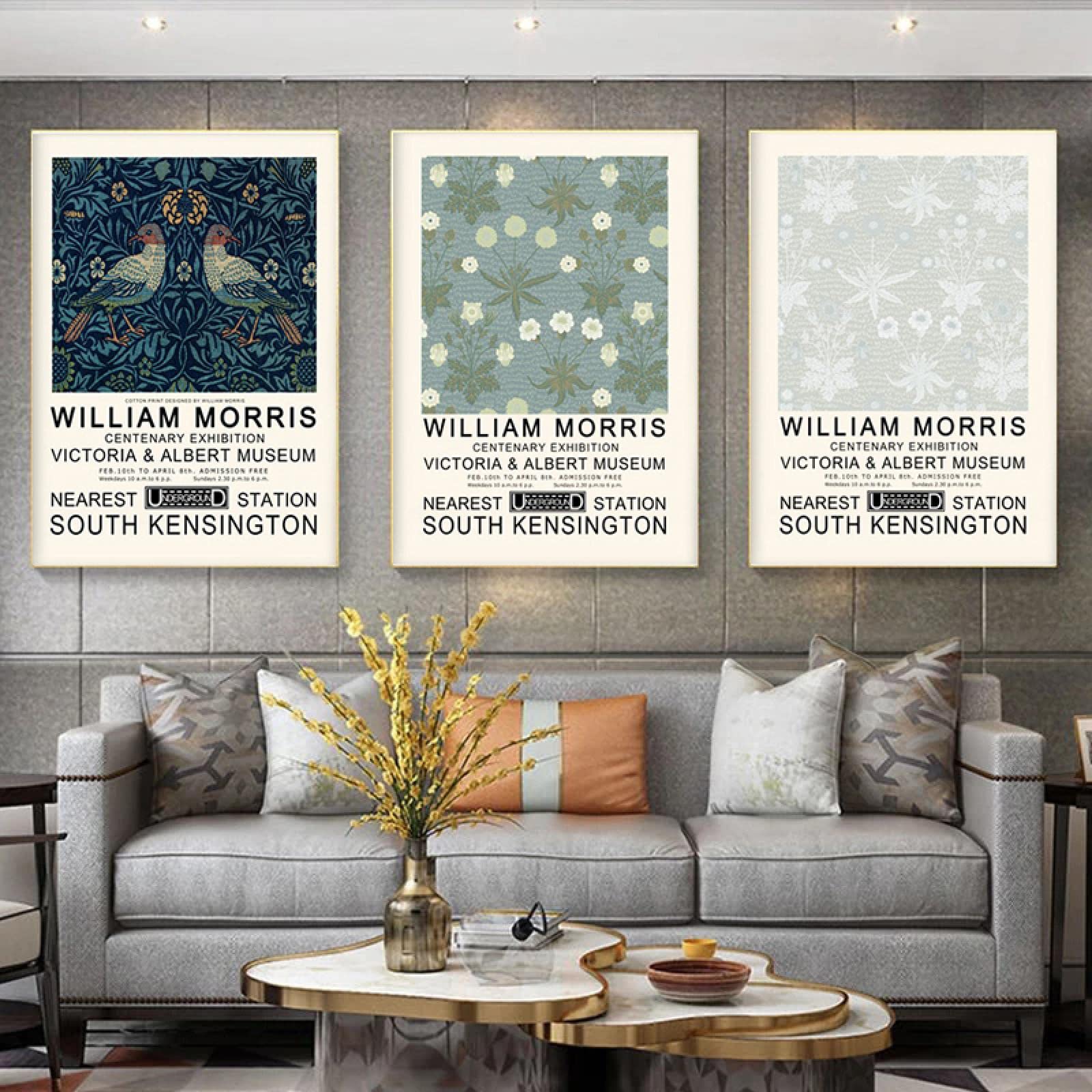 Dittelle Astratto Fiore Uccelli William Morris Tela Pittura Stampe e Poster London Underground Art Nouveau Living Room Decor 70x100cm-3 Pezzi Senza Cornice