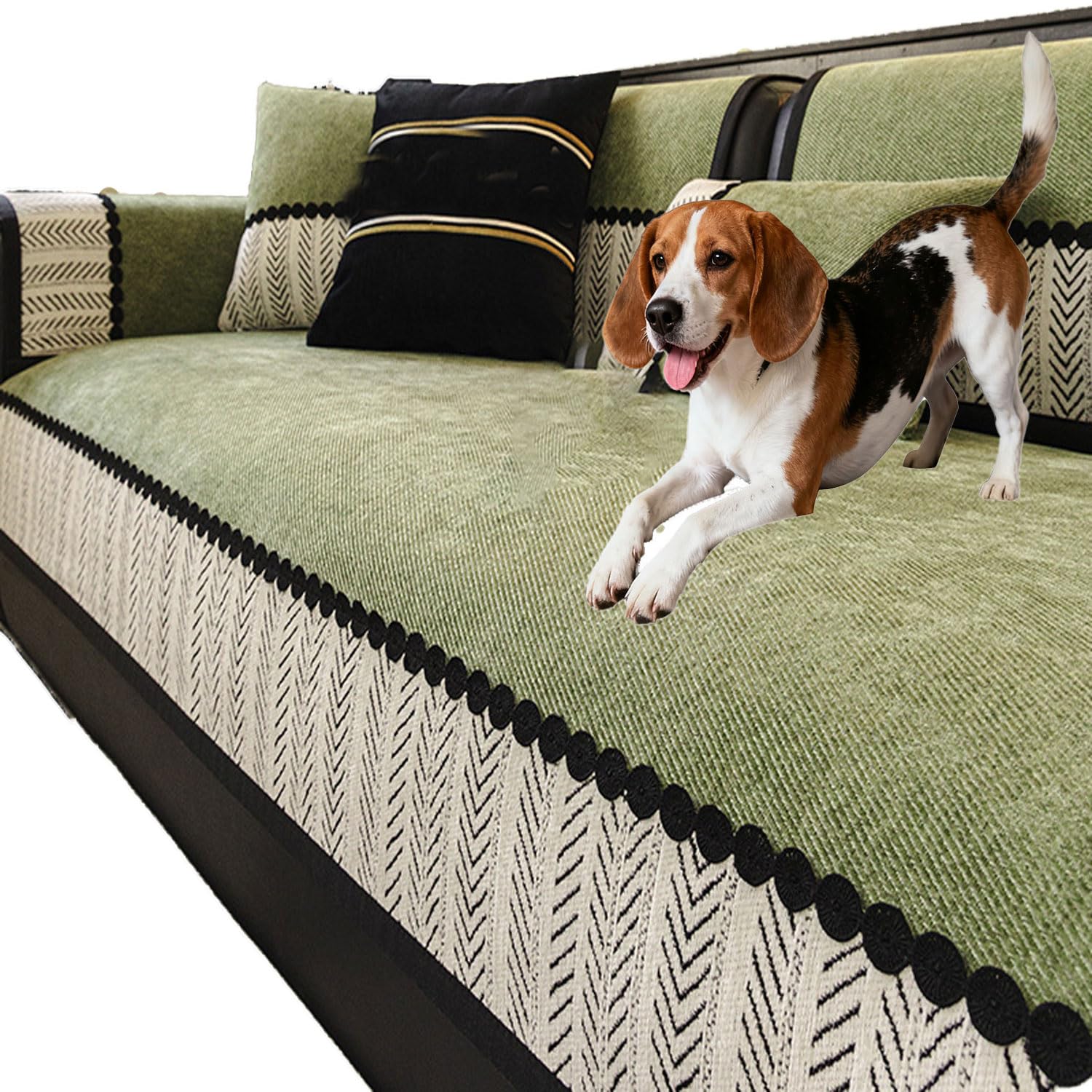 Housse de canapé antidérapante chien et chat protection fourrure verte 110x280 cm