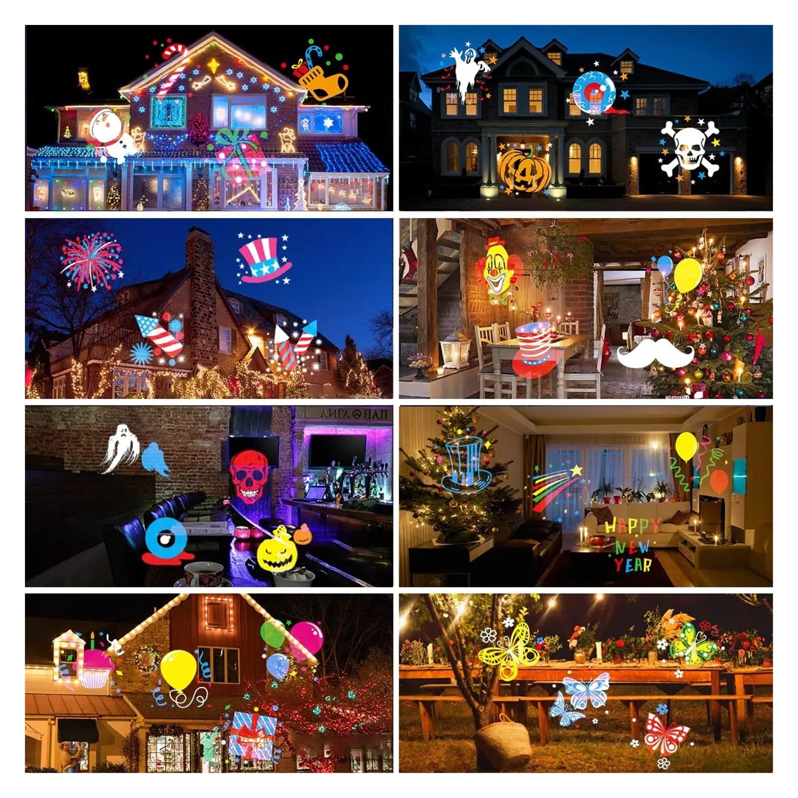 Proiettore di Luce, proiettore olografico di Halloween, proiettore di luci Natalizie di Halloween con 16 Modelli LED Impermeabile per Esterni e Interni, Luce Festiva per Decorazioni per Fest