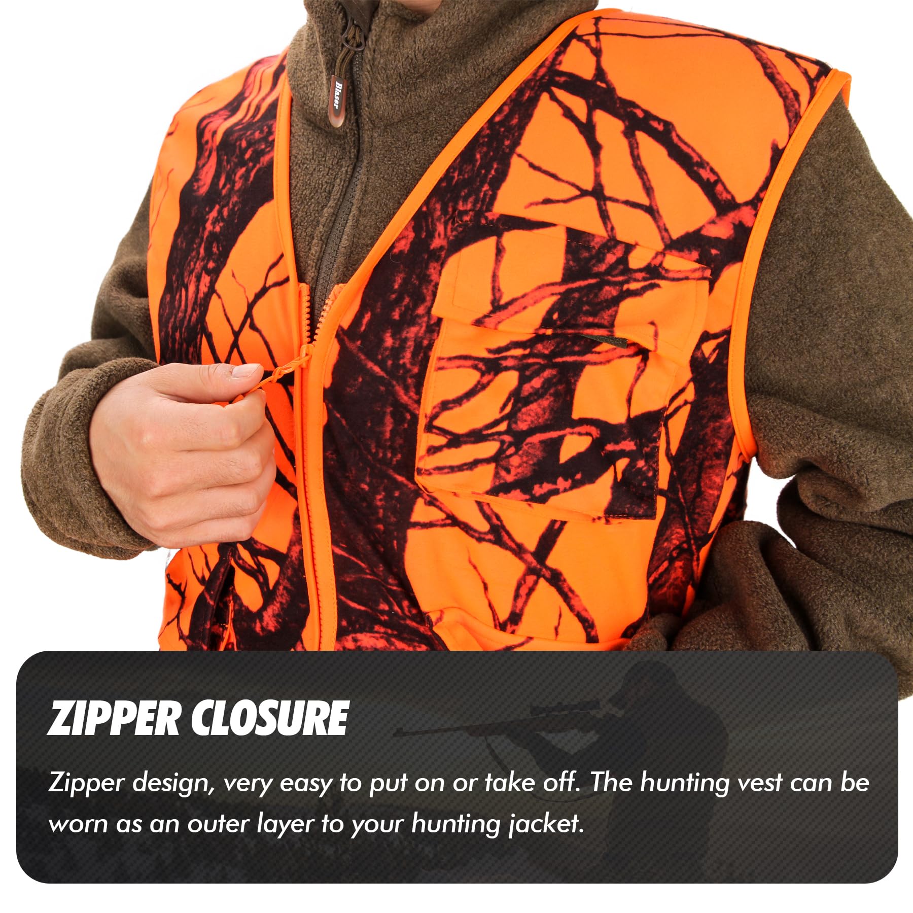 Blaze - Gilet da caccia arancione con tasca, gilet mimetico leggero per caccia al cervo per grandi giochi