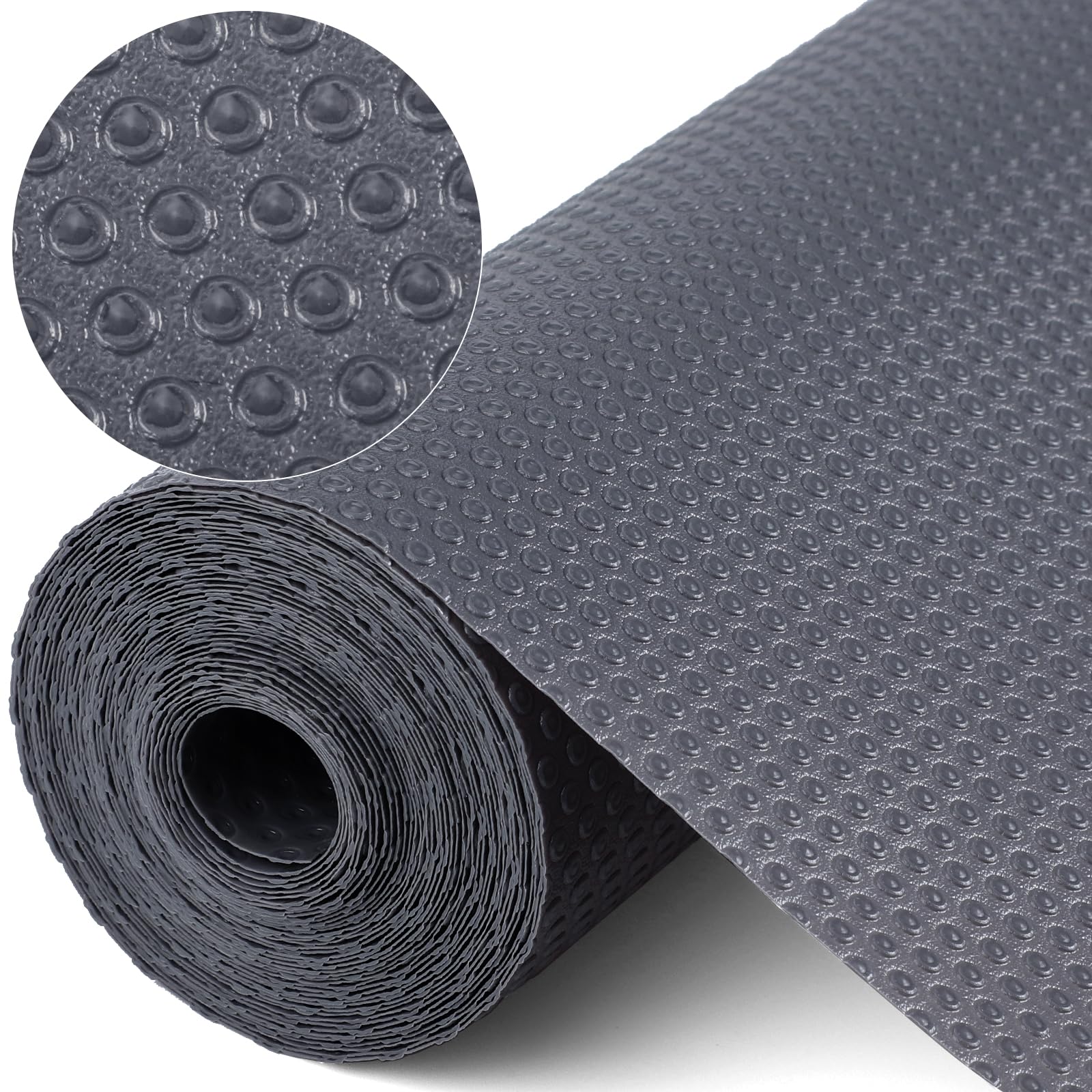 Dntorx Drawer Liner 50 x 600 cm, Gray Anti-Slip Drawer Mat with 70 Double-Sided Adhesive Dots, EVA Waterproof Refrigerator Mats for Shelves, Kitchen Drawers, and Refrigerators
