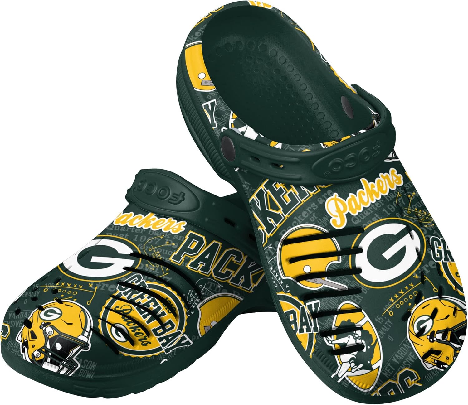 FOCO Men's NFL Team Logo Historic Print Garden Water Sandals Shoes Slipper Clogs with Strap
