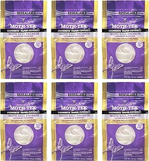 Moth-Tek Snowhite Lavender Scented Moth Ball Packets 12 oz (6)