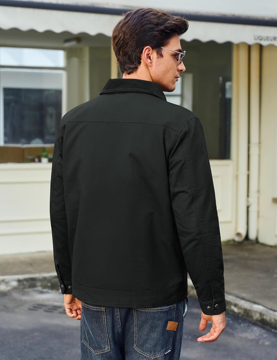 Cotrasen Men's Lightweight Quilted Zipper Jacket with Corduroy Collar Cotton Jackets with Pockets Fall Winter Spring - Image 4