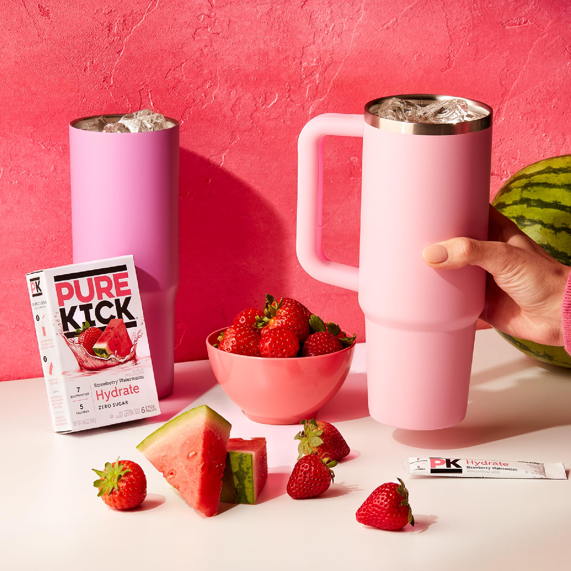 Pure Kick Hydration Singles To Go Drink Mix, Strawberry Watermelon, Includes 1 Box with 30 Packets in each Box.