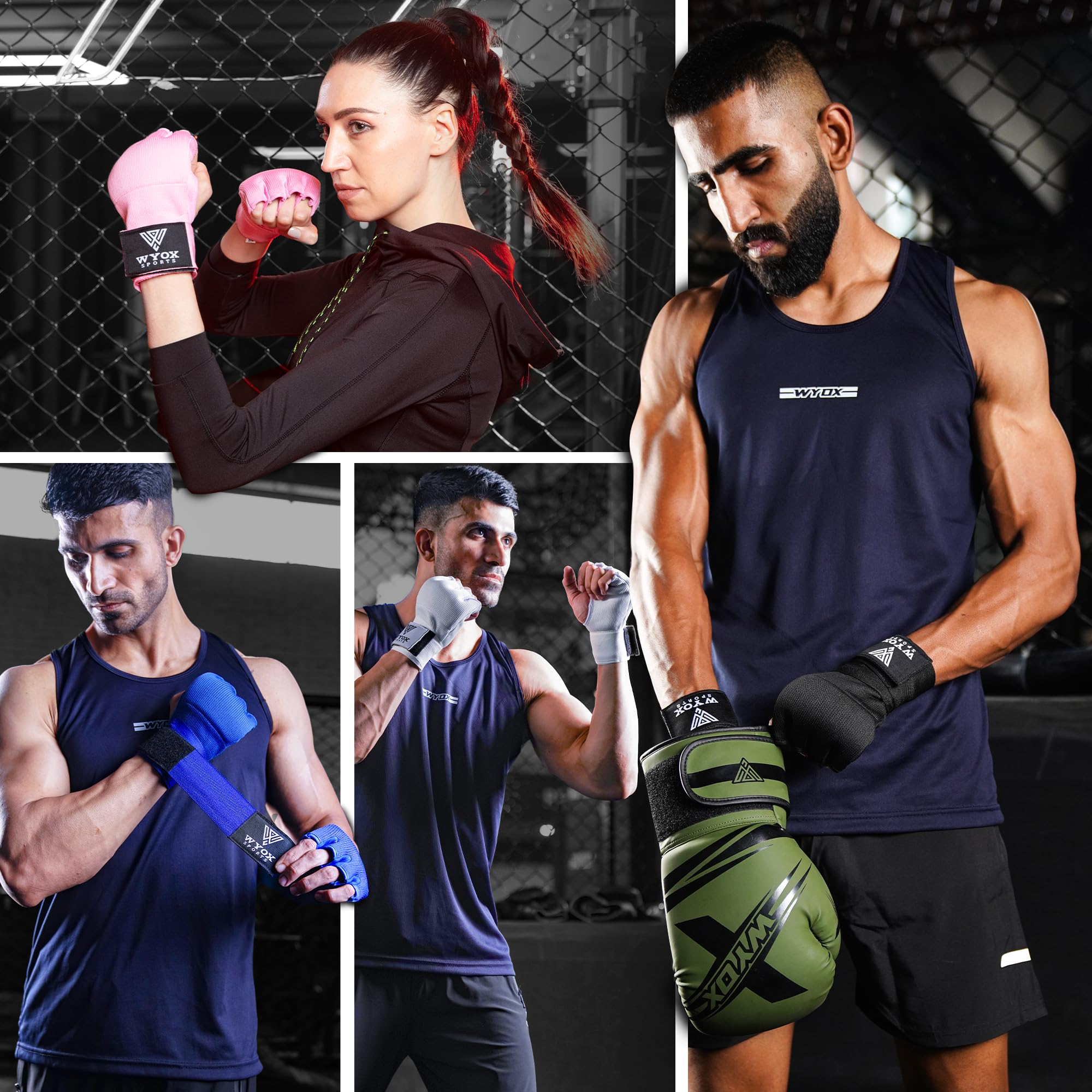 Wyox boxe guanti interni con imbottitura in gel mano Wraps Fist bende MMA Thai Muay training, Pink