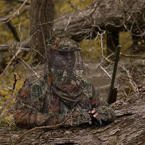 Miniatura 6 de Traje de red para mosquitera, traje de malla de caza de camuflaje, ropa de red para insectos con capucha para protección al aire libre, no se