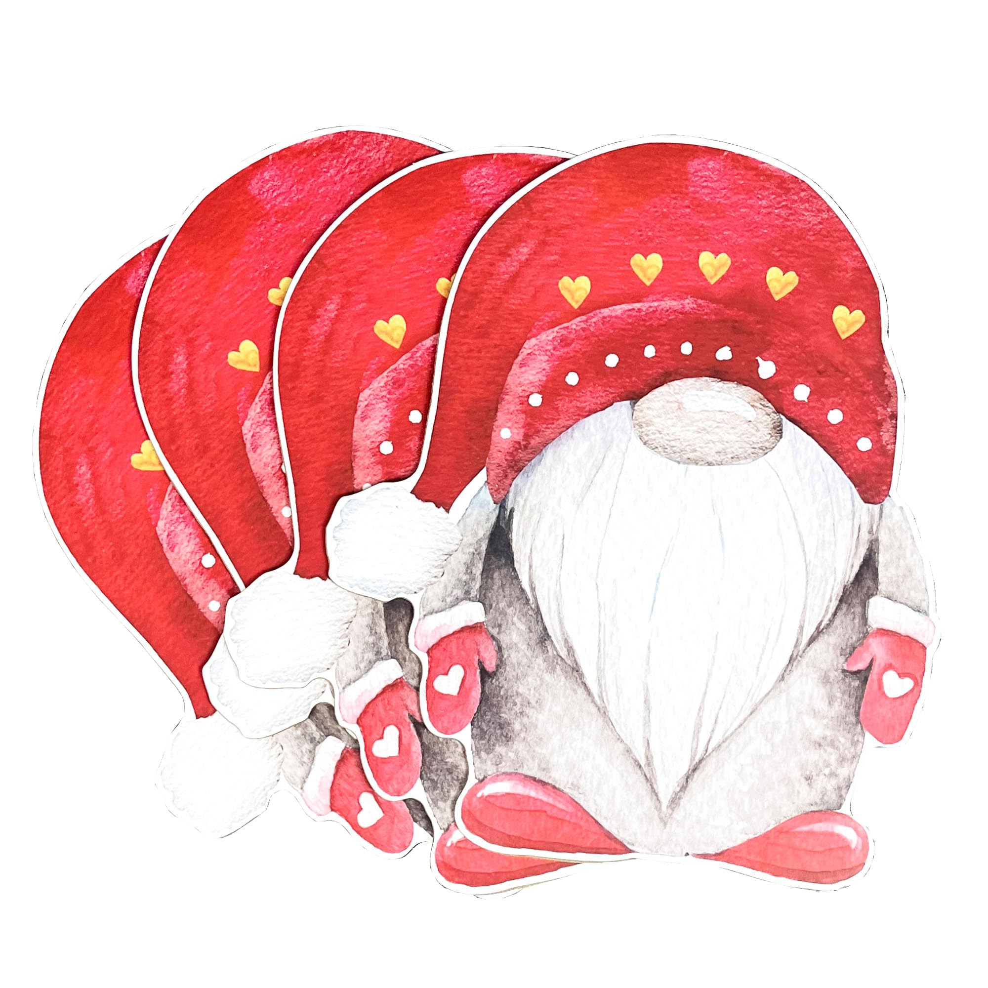 Alfie Francis Red 29Cm X 35Cm Set Of 8 Festive Christmas Gonk Shaped Cork Back Placemats Dining Table Decorations Place Settings Mats