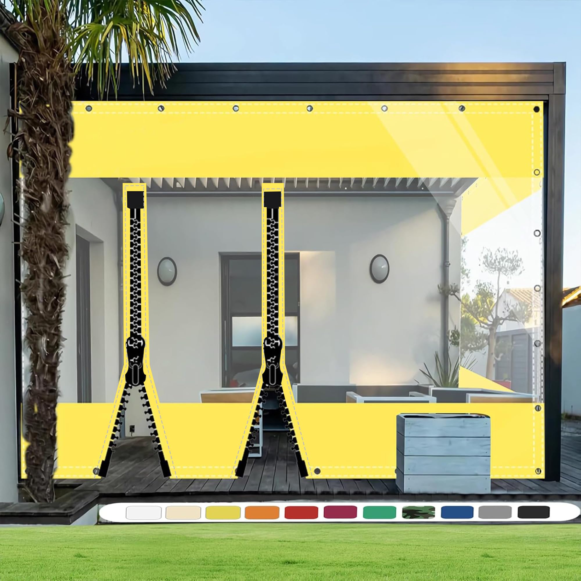 Telone trasparente in PVC 0,5 mm con occhielli Giallo,3mx3m